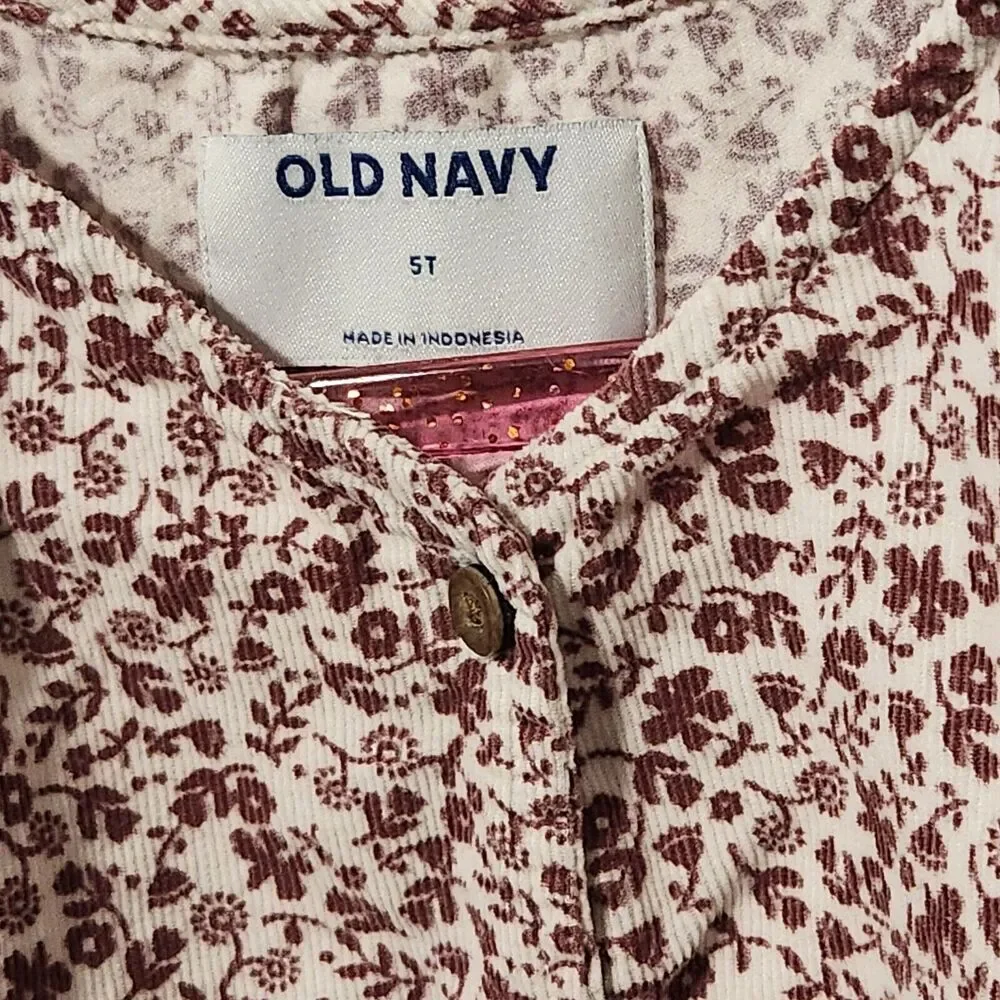 OLD NAVY Long-Sleeve Button-Front‎ Corduroy Swing Dress for Toddler Girls 4T